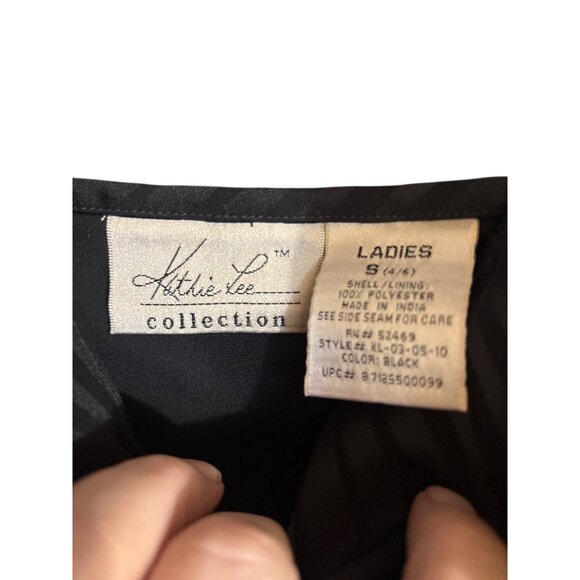 Vintage Kathy Lee Collection Black Striped Slip Dress S - Picture 4 of 5